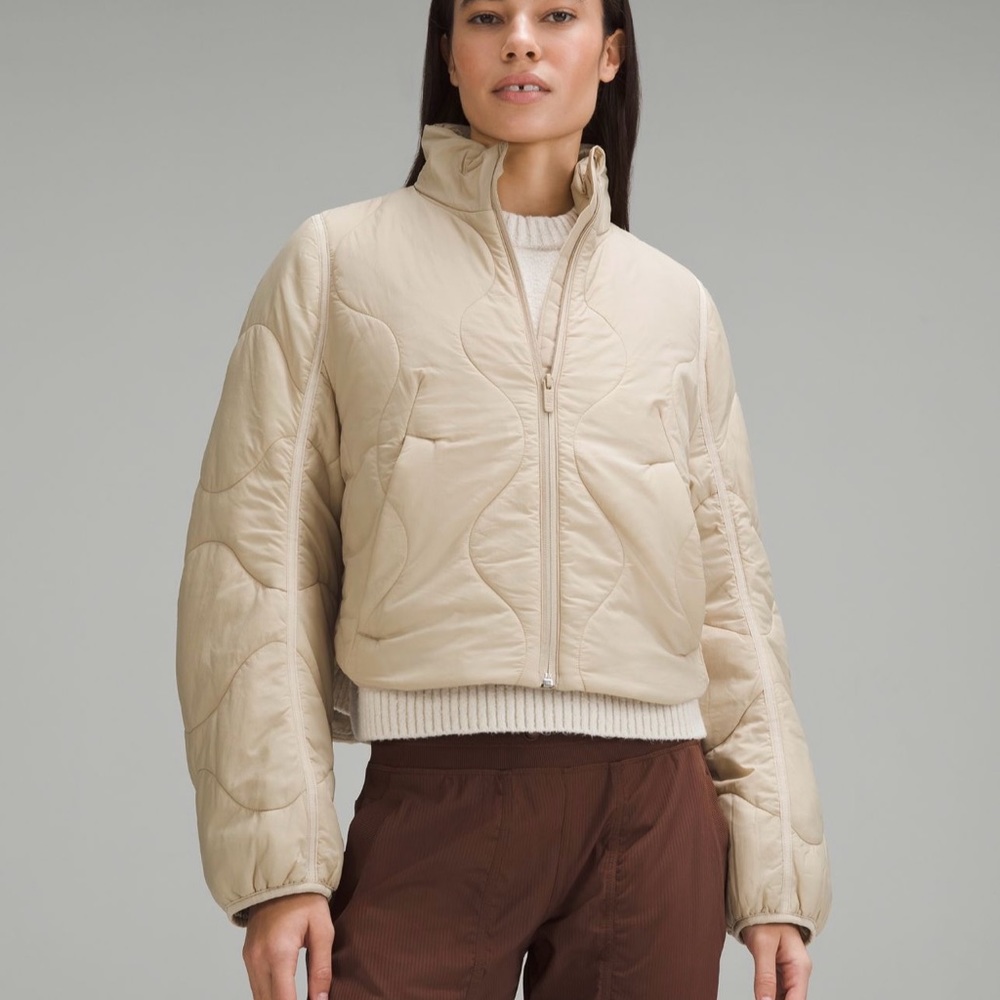 Quilted Light Insulation Cropped Jacket: Trench Color